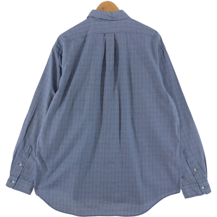 Ralph Lauren POLO by Ralph Lauren Glen Plaid Long Sleeve Cotton Check Shirt, Men's Size XL cotton navy blue type Vintage Second Hand