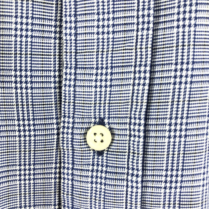 Ralph Lauren POLO by Ralph Lauren Glen Plaid Long Sleeve Cotton Check Shirt, Men's Size XL cotton navy blue type Vintage Second Hand