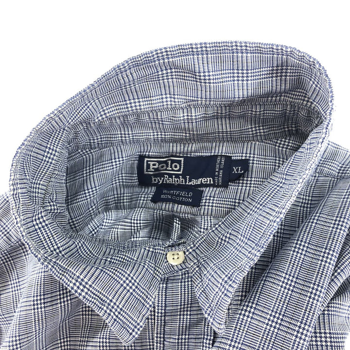 Ralph Lauren POLO by Ralph Lauren Glen Plaid Long Sleeve Cotton Check Shirt, Men's Size XL cotton navy blue type Vintage Second Hand