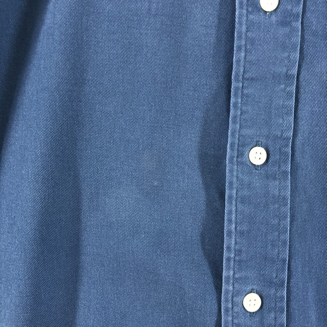 Ralph Lauren long sleeve button down cotton chino shirt for men, equivalent to XXL cotton Navy blue Vintage Second Hand