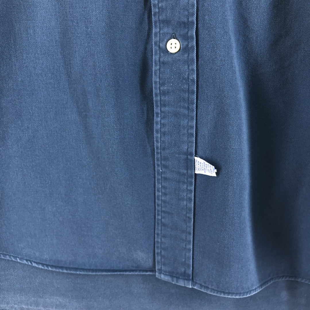 Ralph Lauren long sleeve button down cotton chino shirt for men, equivalent to XXL cotton Navy blue Vintage Second Hand