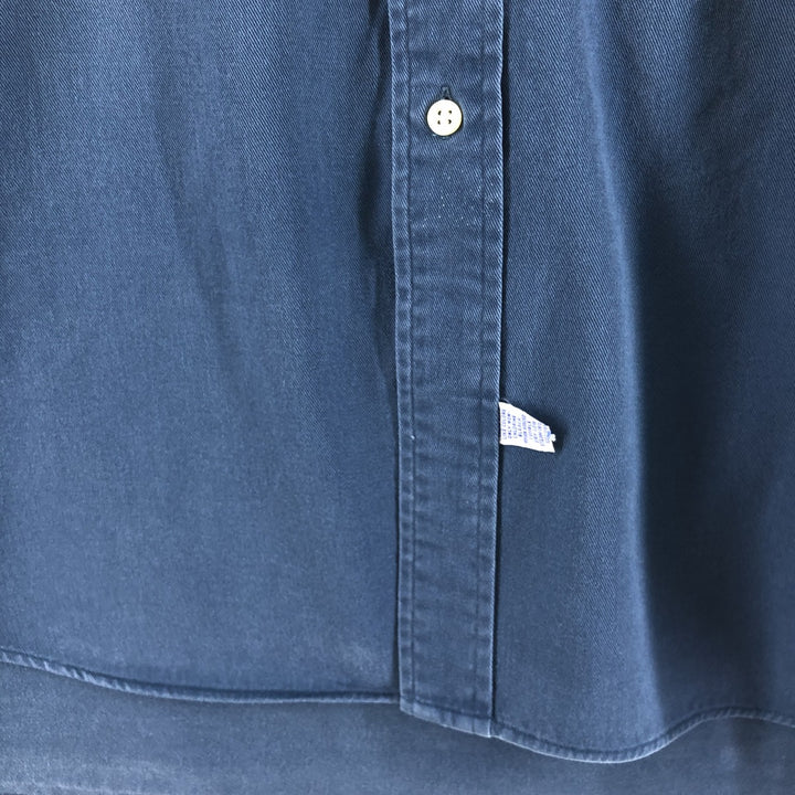 Ralph Lauren long sleeve button down cotton chino shirt for men, equivalent to XXL cotton Navy blue Vintage Second Hand