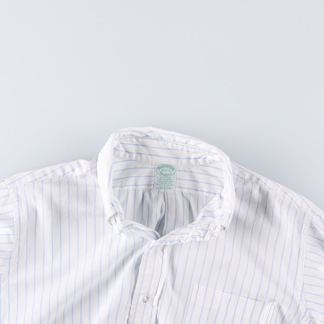Brooks Brothers MAKERS Cotton x Polyester Long Sleeve Button-Down Striped Shirt Made in USA Men's XL cotton white type Vintage Second Hand