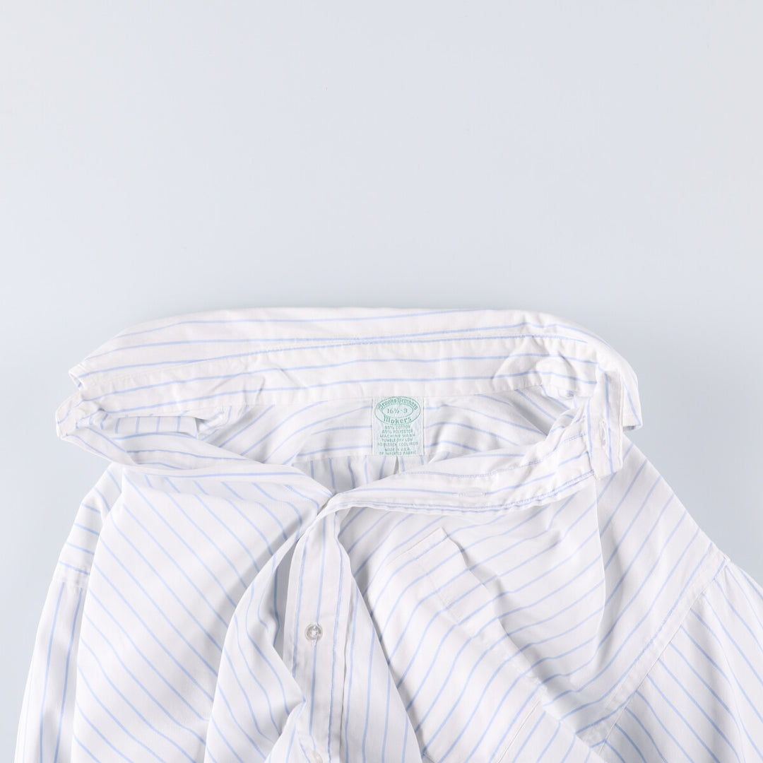 Brooks Brothers MAKERS Cotton x Polyester Long Sleeve Button-Down Striped Shirt Made in USA Men's XL cotton white type Vintage Second Hand