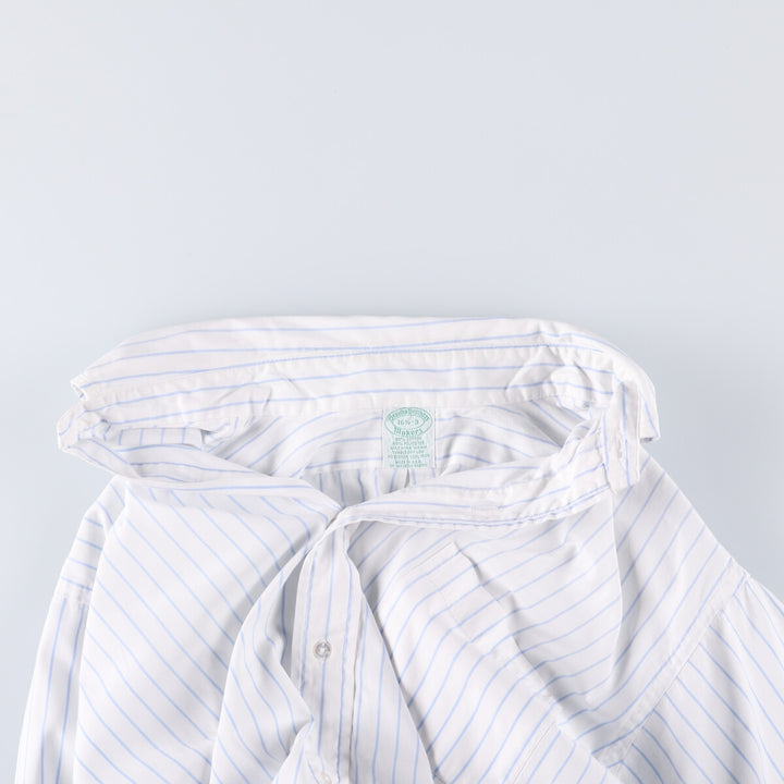 Brooks Brothers MAKERS Cotton x Polyester Long Sleeve Button-Down Striped Shirt Made in USA Men's XL cotton white type Vintage Second Hand