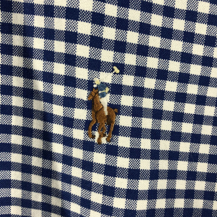 Ralph Lauren long sleeve button down check shirt, men's size M cotton blue type Vintage Second Hand