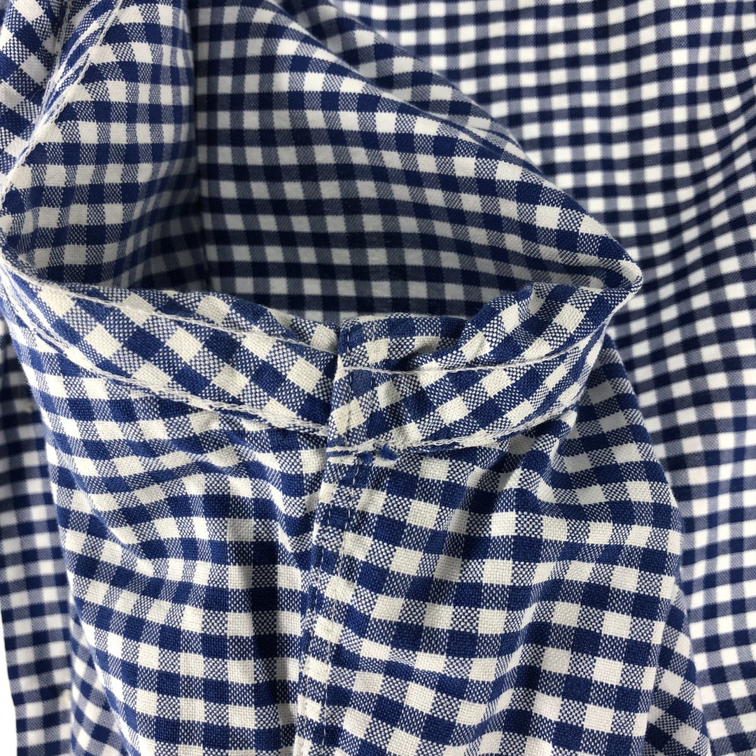 Ralph Lauren long sleeve button down check shirt, men's size M cotton blue type Vintage Second Hand