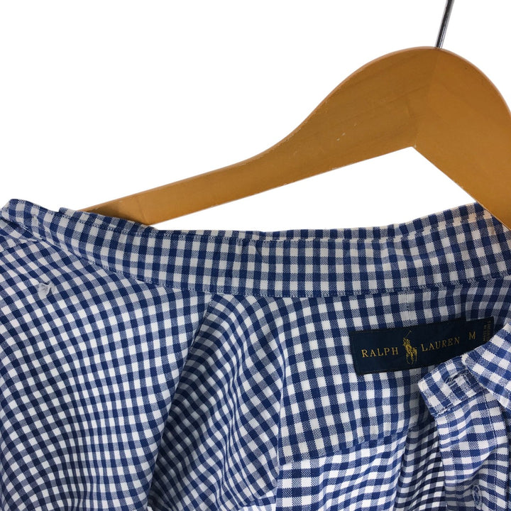 Ralph Lauren long sleeve button down check shirt, men's size M cotton blue type Vintage Second Hand