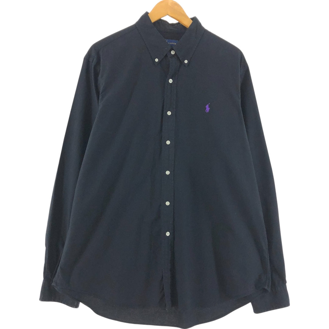 Ralph Lauren long sleeve button down shirt, men's XL size cotton black type Vintage Second Hand