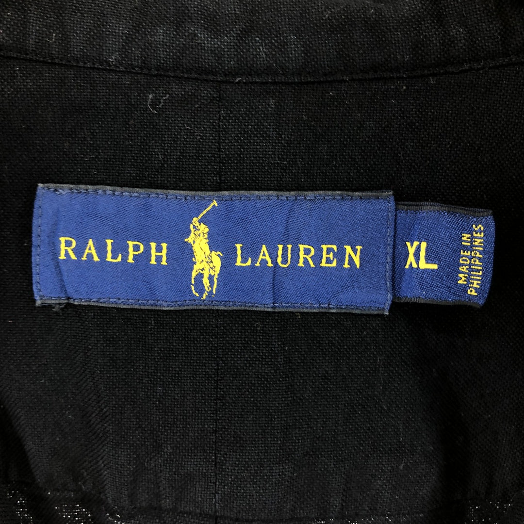 Ralph Lauren long sleeve button down shirt, men's XL size cotton black type Vintage Second Hand