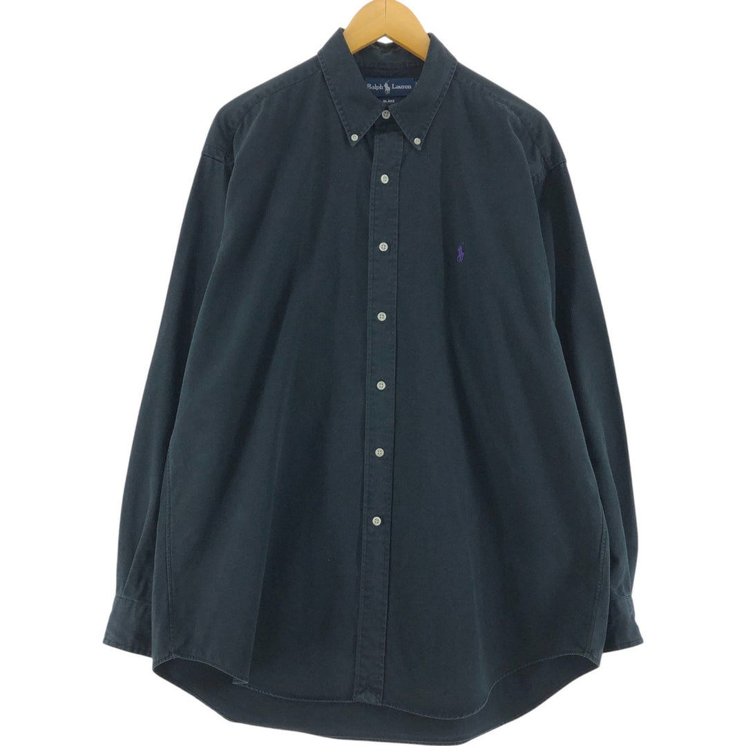 Ralph Lauren long sleeve button down shirt, men's XL size cotton black type Vintage Second Hand