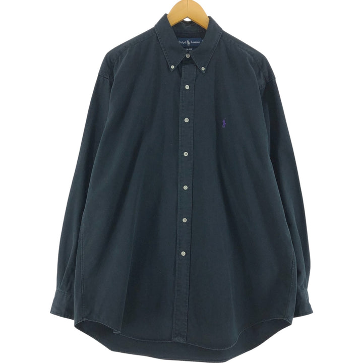 Ralph Lauren long sleeve button down shirt, men's XL size cotton black type Vintage Second Hand