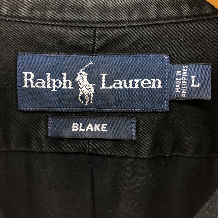 Ralph Lauren long sleeve button down shirt, men's XL size cotton black type Vintage Second Hand