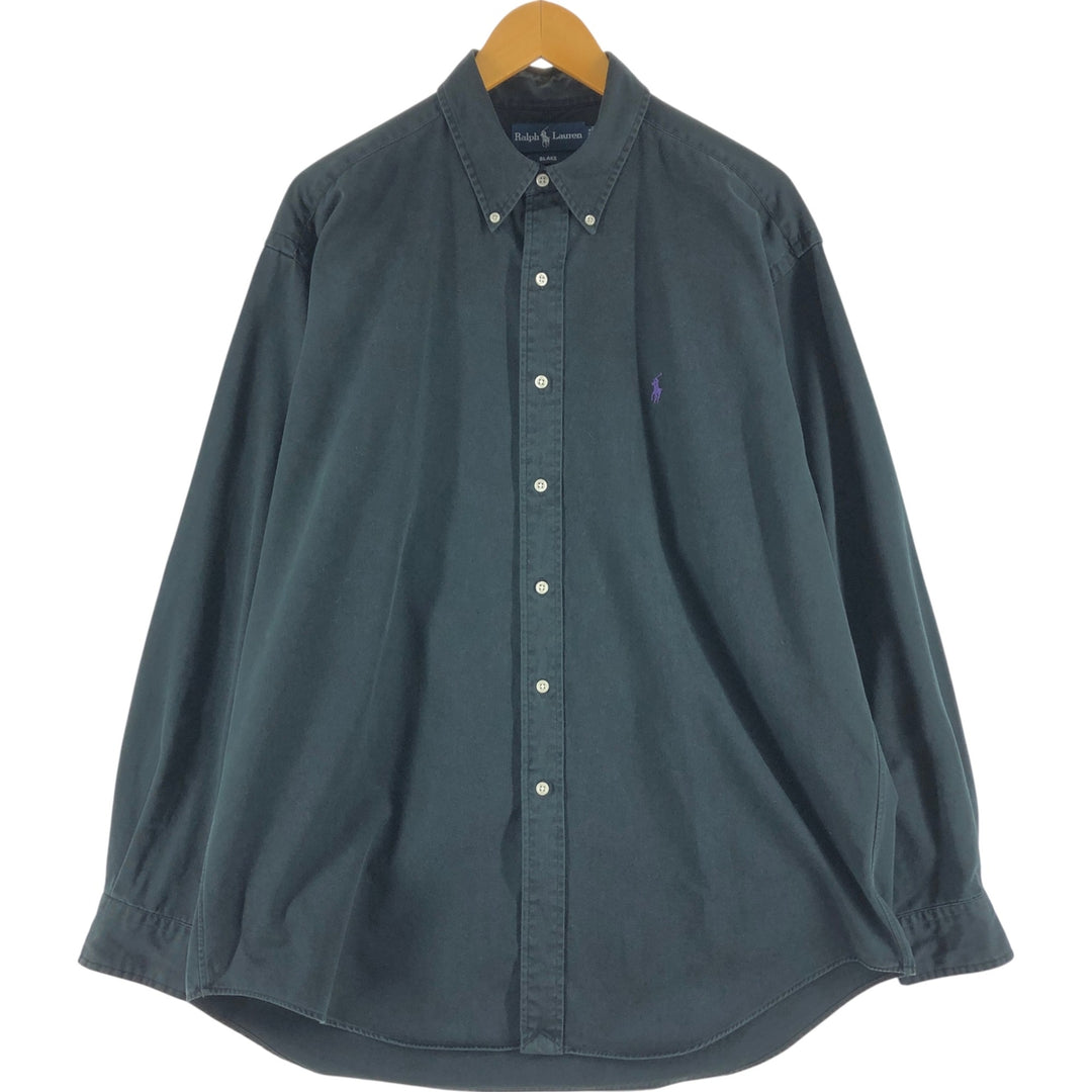 Ralph Lauren BLAKE long sleeve button down shirt, men's size L cotton black type Vintage Second Hand