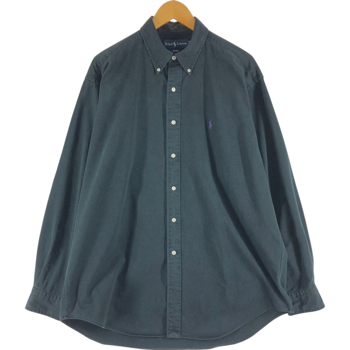 Ralph Lauren BLAKE long sleeve button down shirt, men's size L cotton black type Vintage Second Hand