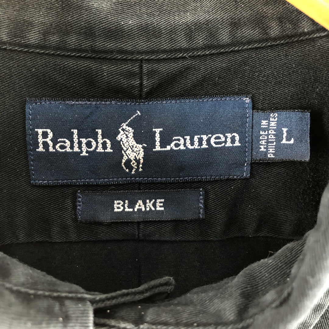 Ralph Lauren BLAKE long sleeve button down shirt, men's size L cotton black type Vintage Second Hand