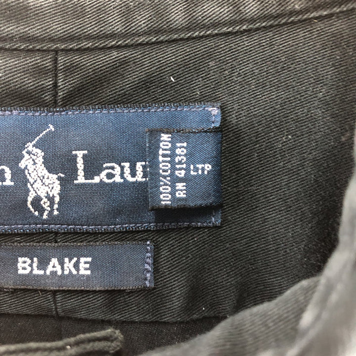 Ralph Lauren BLAKE long sleeve button down shirt, men's size L cotton black type Vintage Second Hand