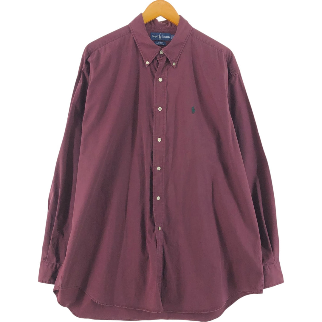 Ralph Lauren BLAKE long sleeve button down shirt, men's XL size cotton burgundy type Vintage Second Hand