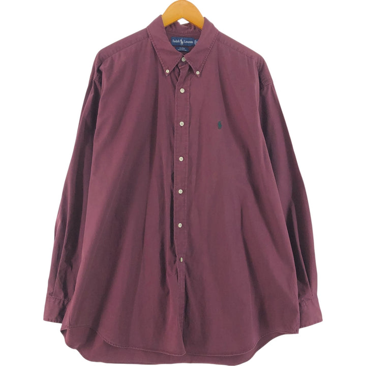 Ralph Lauren BLAKE long sleeve button down shirt, men's XL size cotton burgundy type Vintage Second Hand