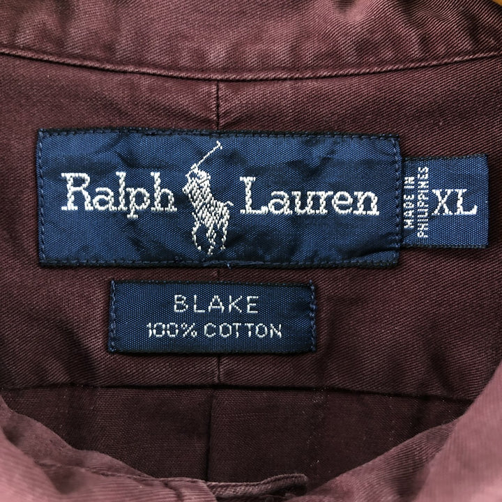 Ralph Lauren BLAKE long sleeve button down shirt, men's XL size cotton burgundy type Vintage Second Hand