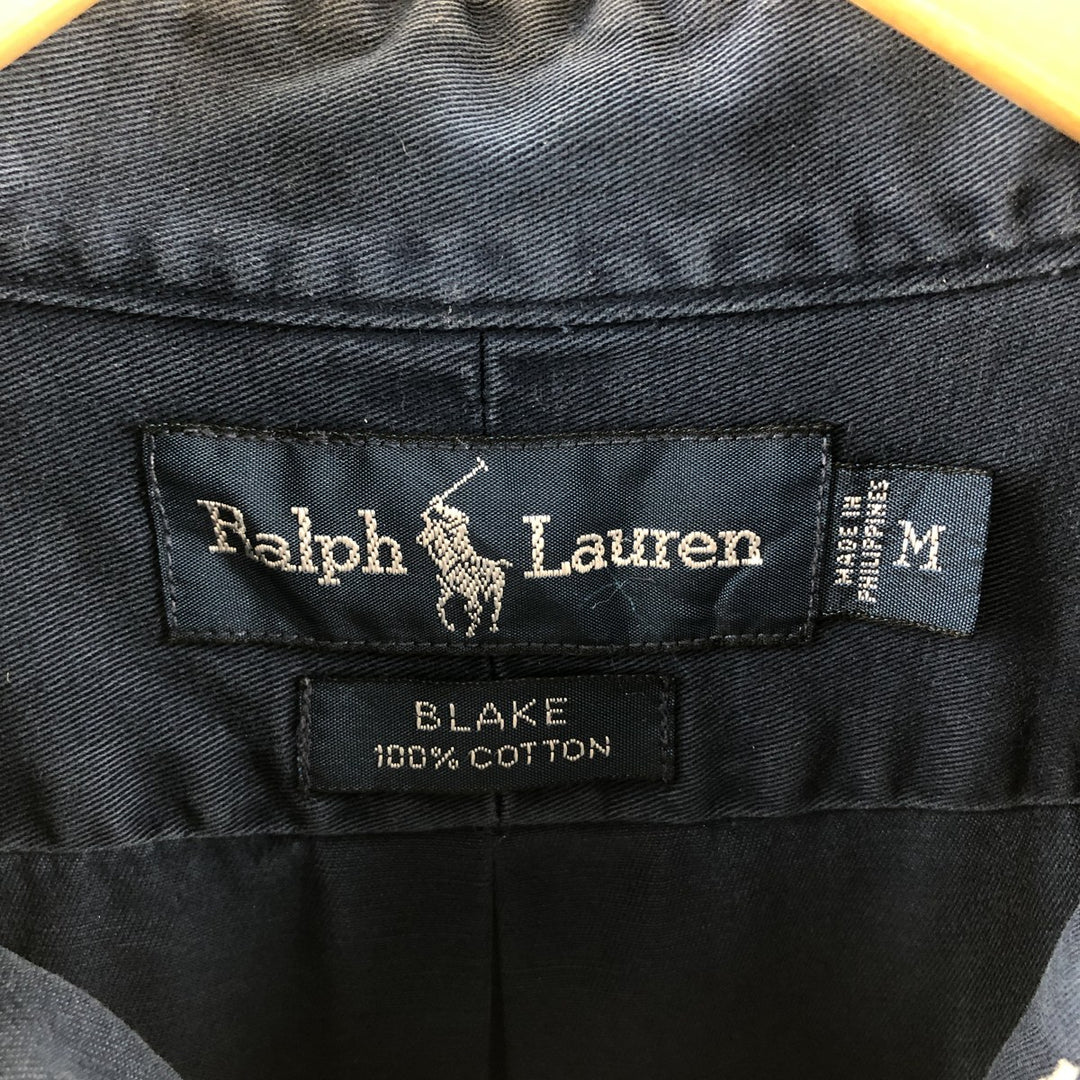 Ralph Lauren BLAKE long sleeve button down shirt, men's size M cotton navy blue type Vintage Second Hand