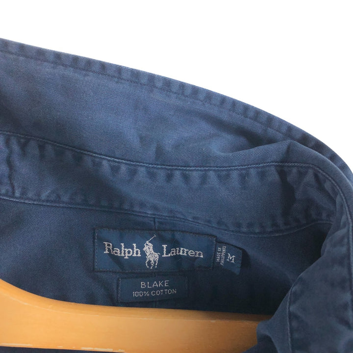 Ralph Lauren BLAKE long sleeve button down shirt, men's size M cotton navy blue type Vintage Second Hand