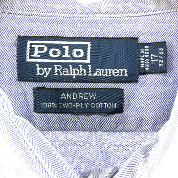 Ralph Lauren POLO by Ralph Lauren ANDREW long sleeve cotton shirt, men's XL size cotton Blue type light blue Vintage Second Hand
