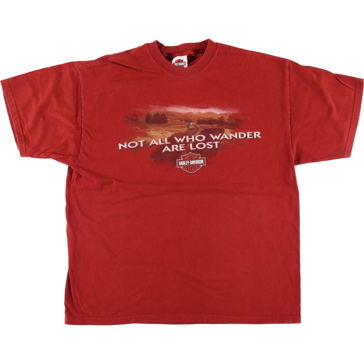 00'S Harley-Davidson Motorcycle Bike T-shirt Made in USA Men's XL cotton red type Vintage Second Hand
