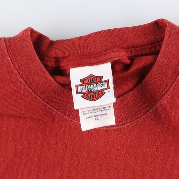 00'S Harley-Davidson Motorcycle Bike T-shirt Made in USA Men's XL cotton red type Vintage Second Hand