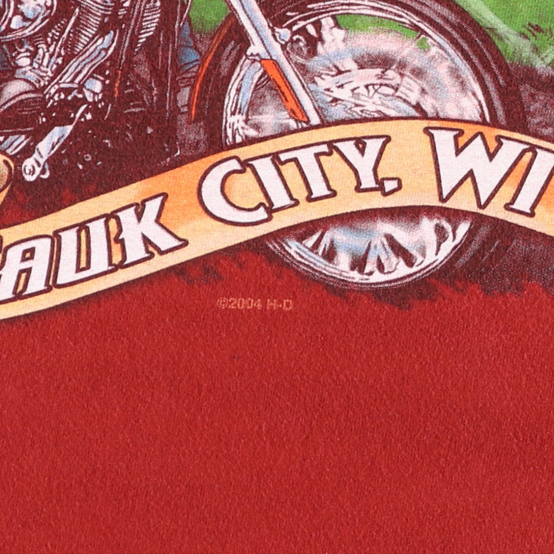 00'S Harley-Davidson Motorcycle Bike T-shirt Made in USA Men's XL cotton red type Vintage Second Hand