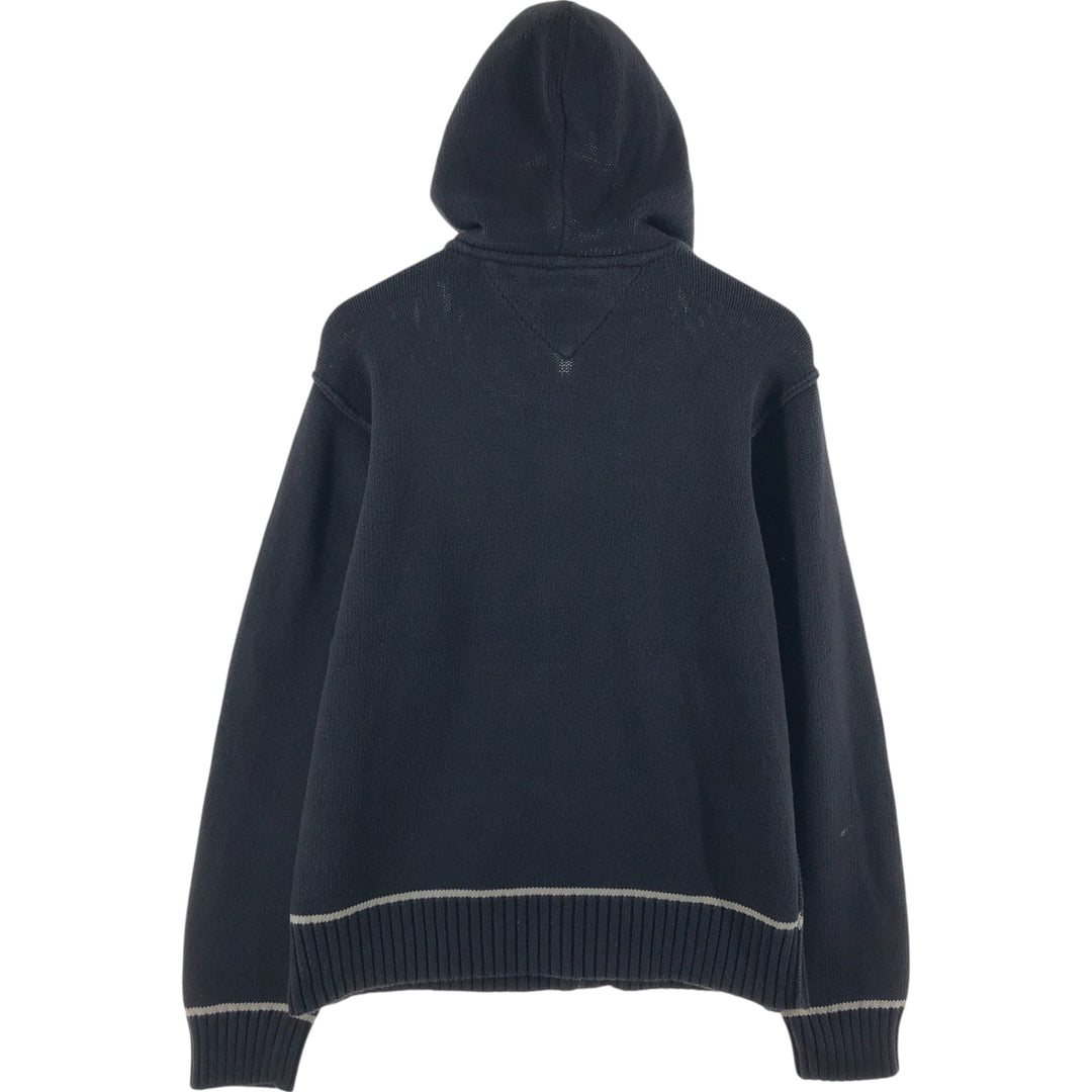 90s~ Tommy Hilfiger JEANS Full Zip Cotton Knit Zip Hoodie Men's M Size Vintage cotton black type Vintage Second Hand
