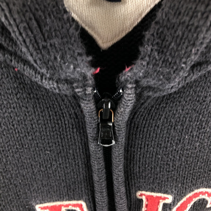 90s~ Tommy Hilfiger JEANS Full Zip Cotton Knit Zip Hoodie Men's M Size Vintage cotton black type Vintage Second Hand