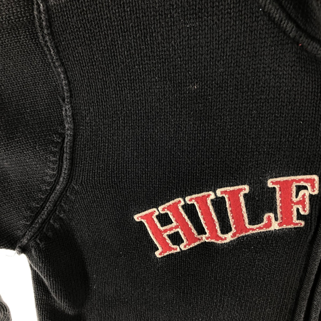 90s~ Tommy Hilfiger JEANS Full Zip Cotton Knit Zip Hoodie Men's M Size Vintage cotton black type Vintage Second Hand