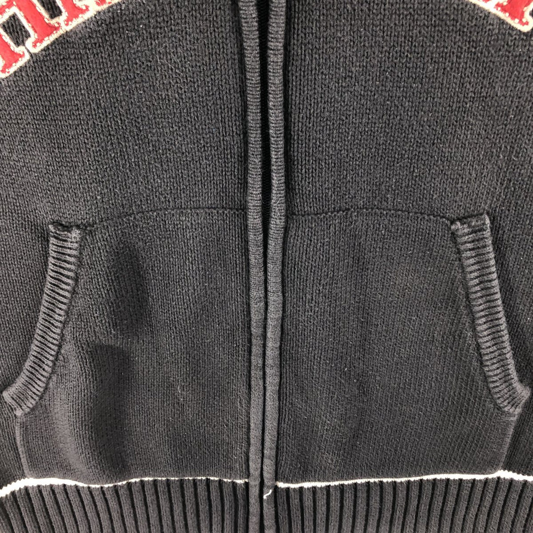 90s~ Tommy Hilfiger JEANS Full Zip Cotton Knit Zip Hoodie Men's M Size Vintage cotton black type Vintage Second Hand