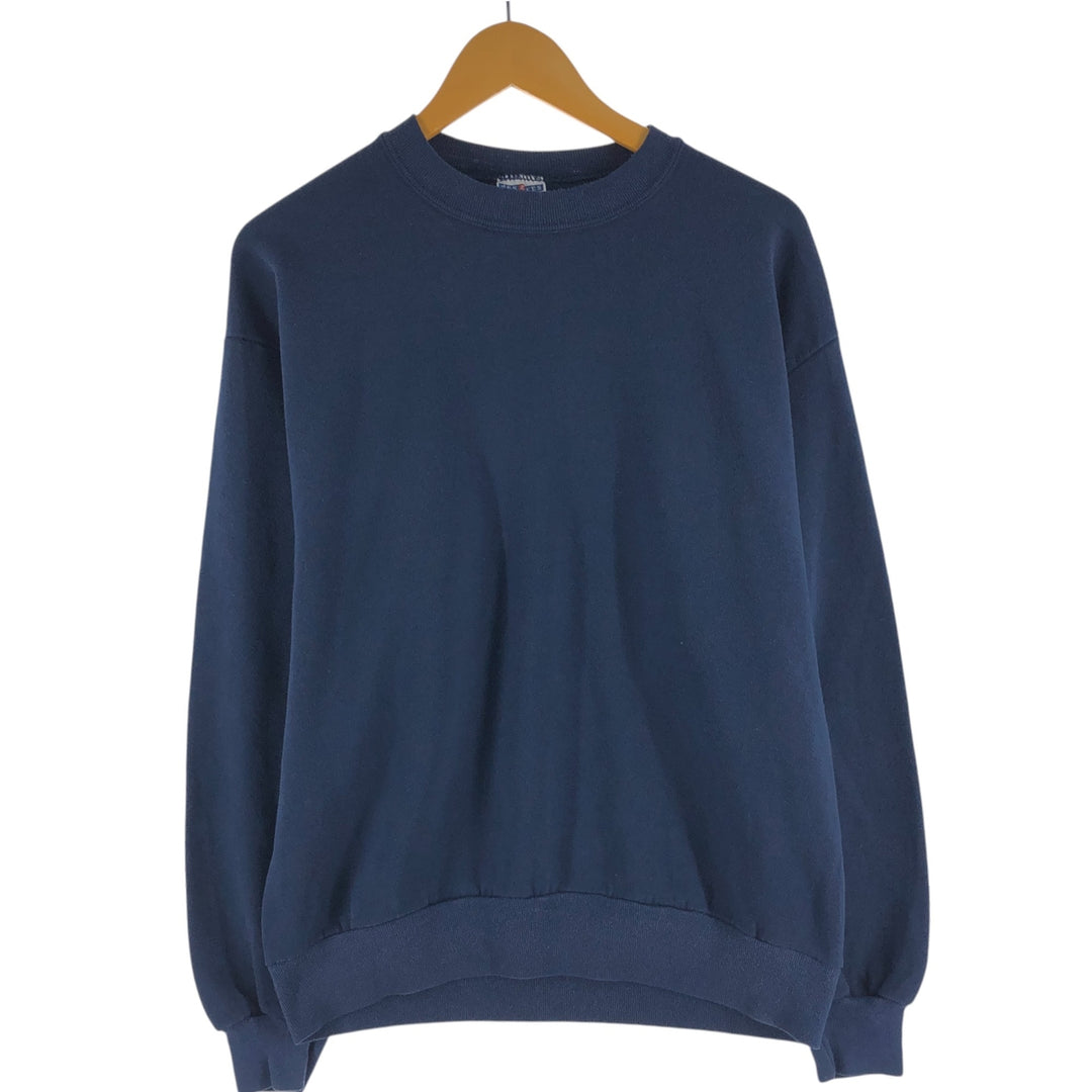 90'S Jerzees Plain Blank Sweatshirt Trainer Made in USA Men's Size L Vintage cotton navy blue type Vintage Second Hand