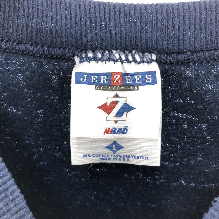 90'S Jerzees Plain Blank Sweatshirt Trainer Made in USA Men's Size L Vintage cotton navy blue type Vintage Second Hand