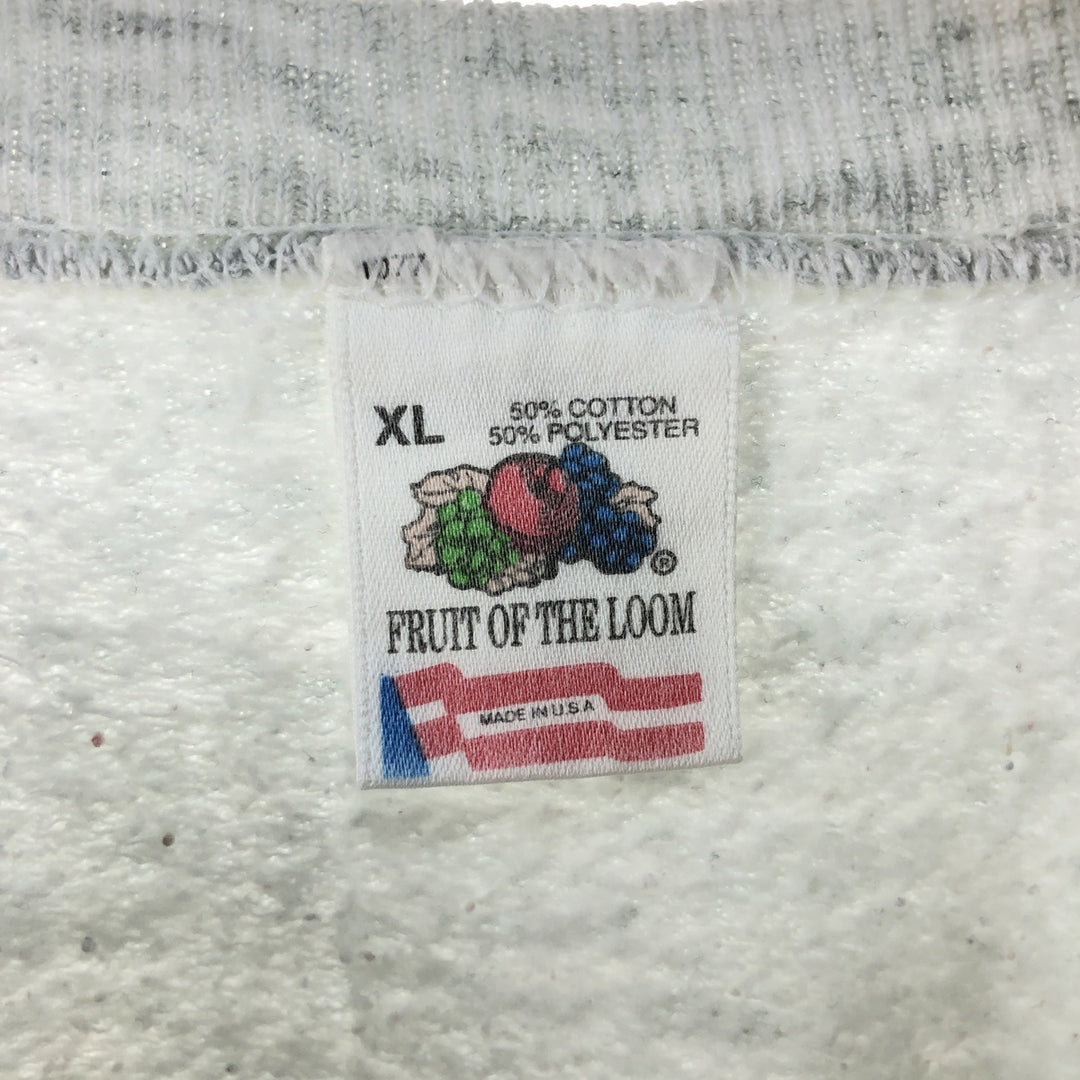 Fruit of the Loom printed sweatshirt, sweatshirt, made in the USA, men's XL size, vintage cotton gray type Vintage Second Hand