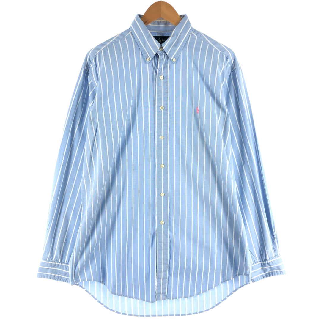 Ralph Lauren Classic Fit Long Sleeve Button Down Striped Shirt Men's XL cotton Blue type light blue Vintage Second Hand