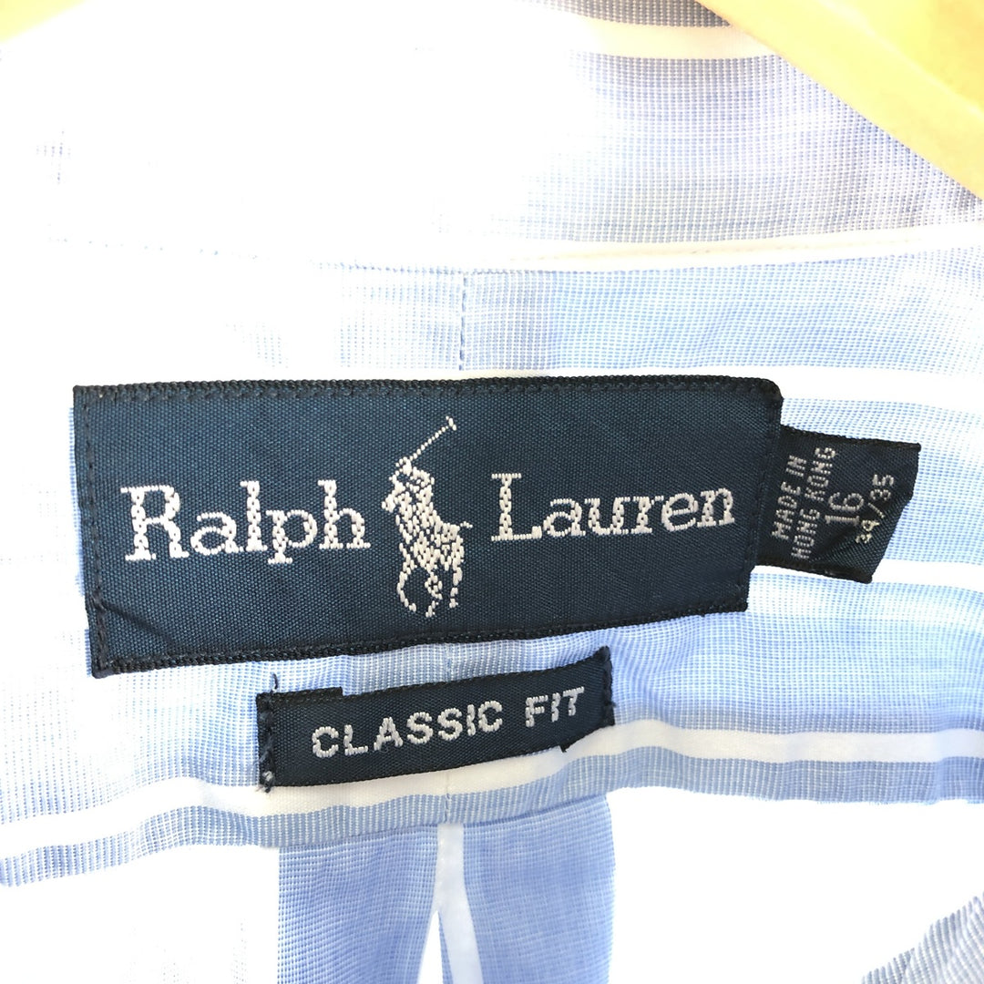 Ralph Lauren Classic Fit Long Sleeve Button Down Striped Shirt Men's XL cotton Blue type light blue Vintage Second Hand