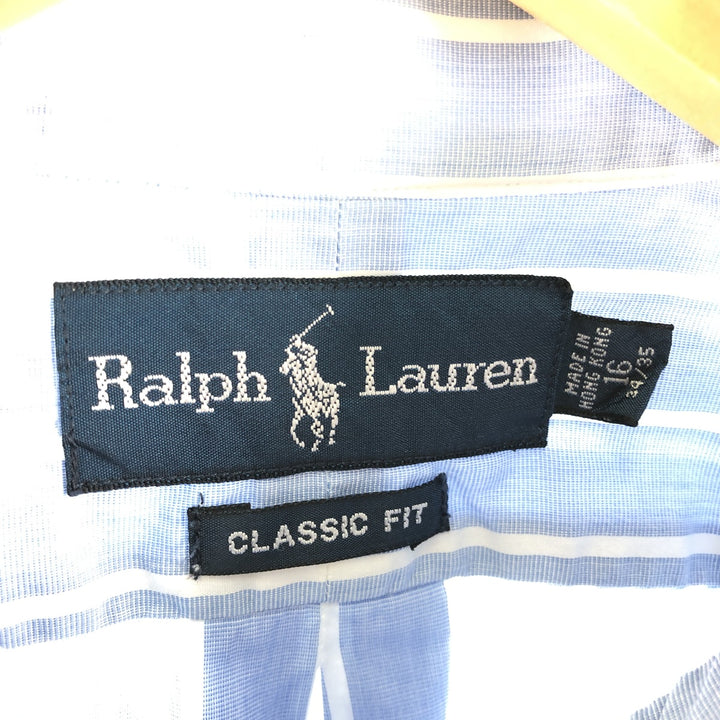 Ralph Lauren Classic Fit Long Sleeve Button Down Striped Shirt Men's XL cotton Blue type light blue Vintage Second Hand