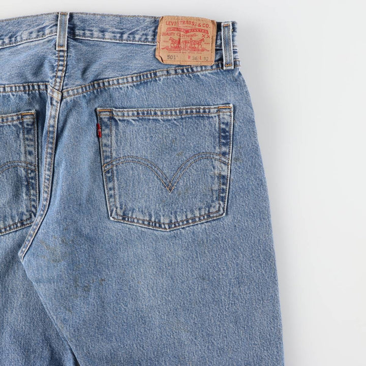 00'S Levi's 501 straight denim pants for men, size W34 cotton Blue type light blue Vintage Second Hand