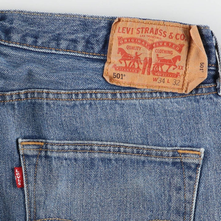 Levi's 501 straight denim pants for men, size W34 cotton Blue type light blue Vintage Second Hand
