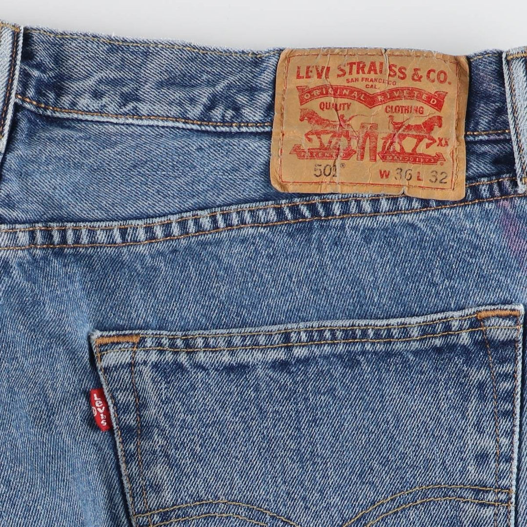 Levi's 501 straight denim pants for men, size W35 cotton Blue type light blue Vintage Second Hand