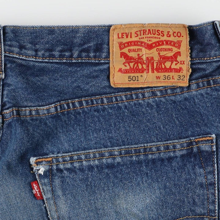 Levi's 501 straight denim pants for men, size W34 cotton blue type Vintage Second Hand