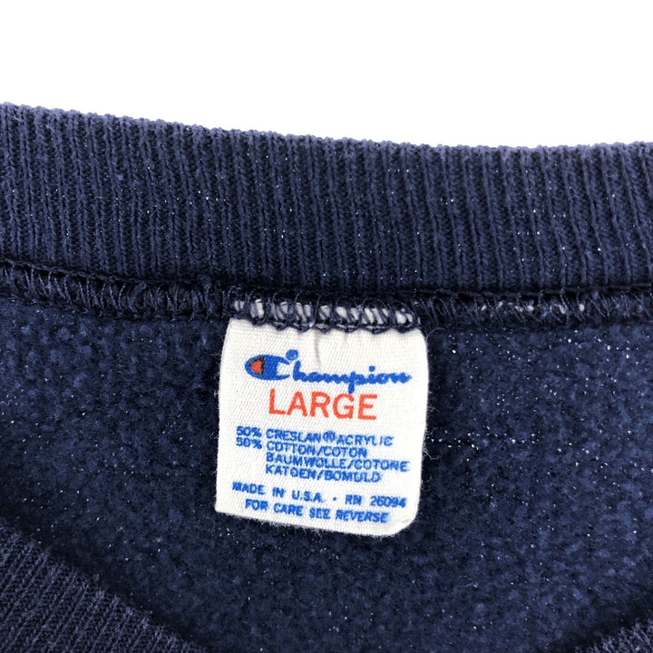 80'S Champion Tricot Tag Detroit Tigers Print Sweatshirt, Made in USA, Men's L size Creslan navy blue type Vintage Second Hand