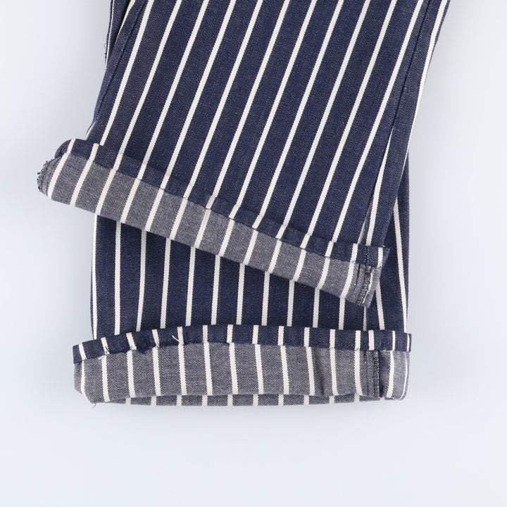 ~80'S Stripe Pattern Bat Dye Flare Cut Denim Pants Women's L (w27) Vintage unclear blue type Vintage Second Hand