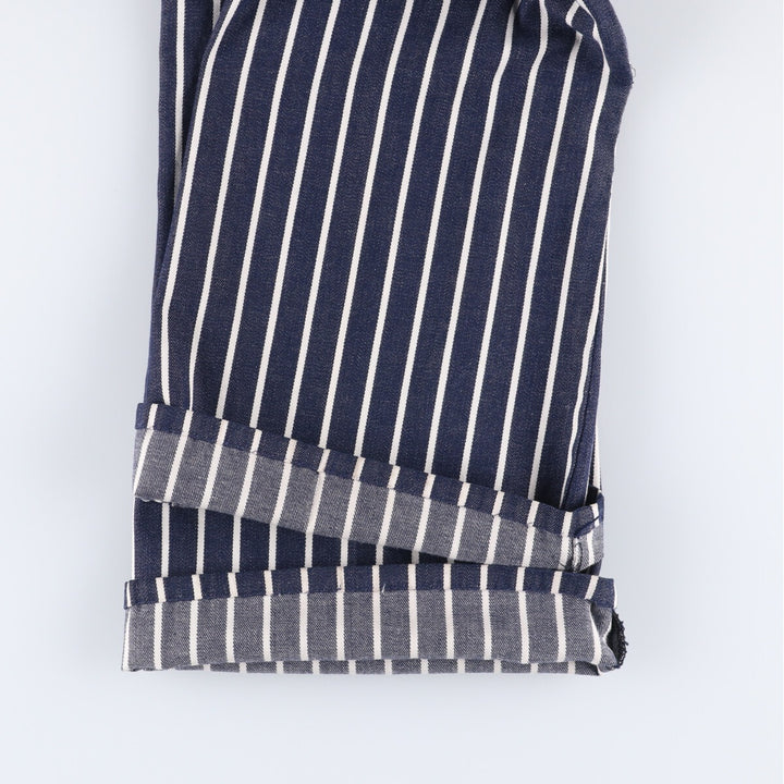 ~80'S Stripe Pattern Bat Dye Flare Cut Denim Pants Women's L (w27) Vintage unclear blue type Vintage Second Hand