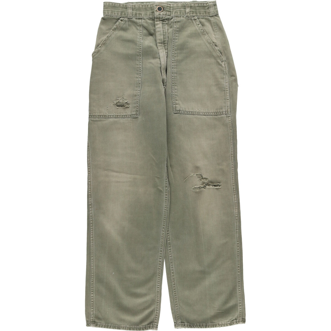 1960'S US military baker pants, made in USA, women's size L (w28), vintage unclear Khaki type sage green Vintage Second Hand