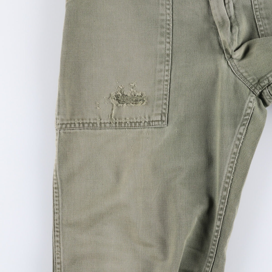 1960'S US military baker pants, made in USA, women's size L (w28), vintage unclear Khaki type sage green Vintage Second Hand