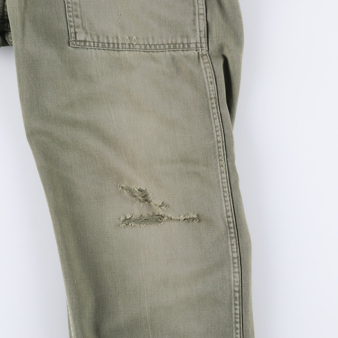 1960'S US military baker pants, made in USA, women's size L (w28), vintage unclear Khaki type sage green Vintage Second Hand